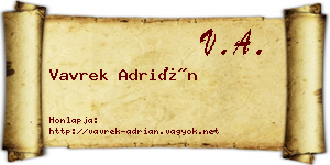 Vavrek Adrián névjegykártya