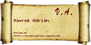 Vavrek Adrián névjegykártya